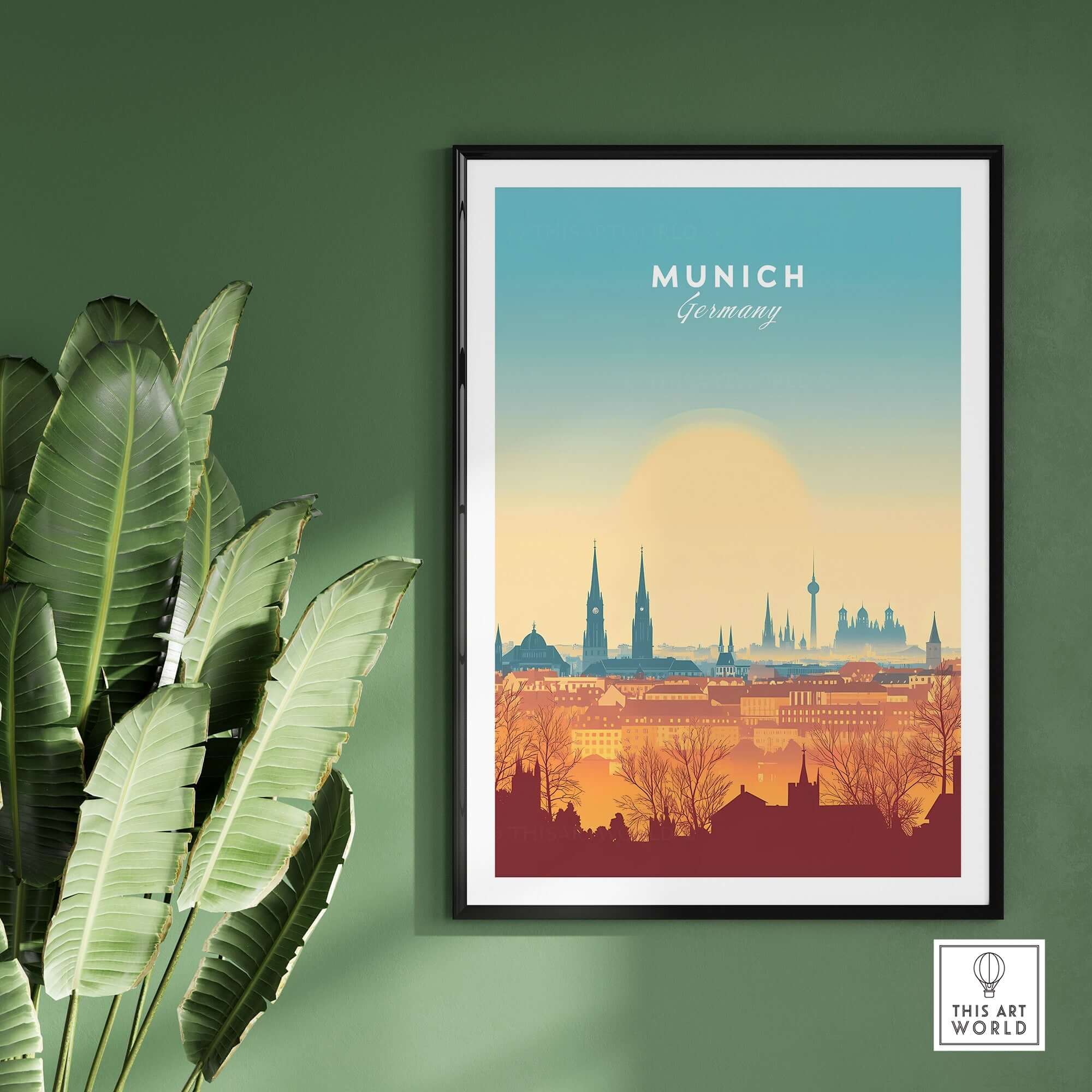 Munich Wall Art depicting a vibrant cityscape of Munich, Germany, enhancing home decor with elegance.