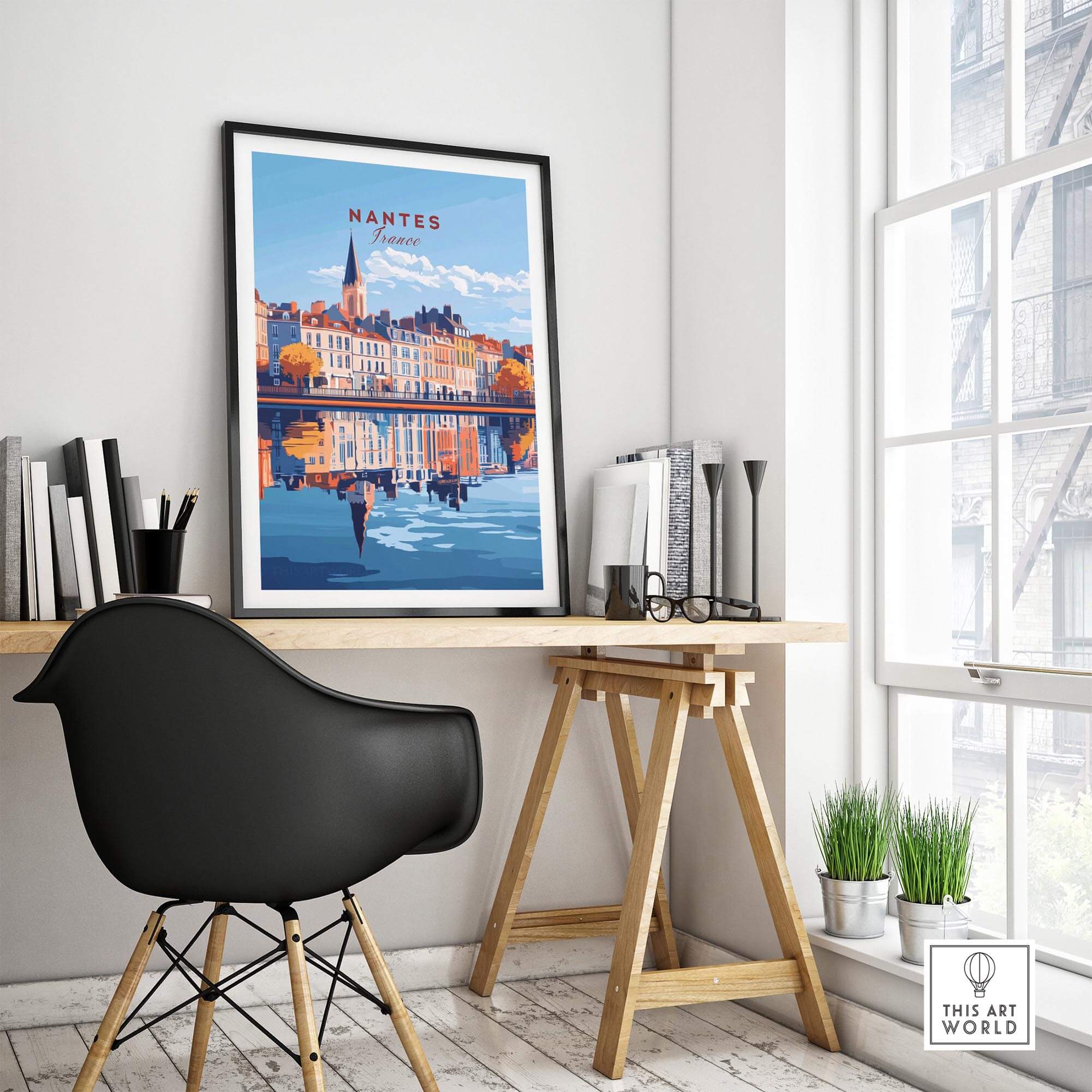 Nantes Wall Art Print displayed in a stylish living room setting, adding elegance to home decor.
