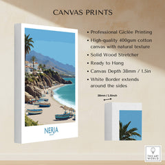 Nerja Spain Canvas Print | Spanish Seaside Poster showcasing vibrant coastal views and professional Giclée printing.