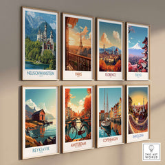 Neuschwanstein Germany Art Print showcasing enchanting castle silhouette with vibrant landscapes