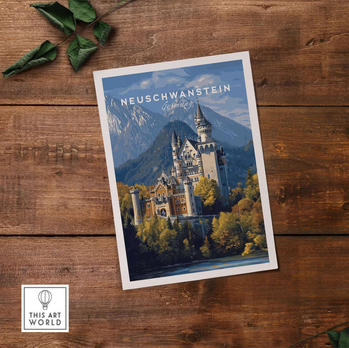 Neuschwanstein Castle Print | German Home Decor Poster showcasing a scenic view of the iconic Bavarian castle.