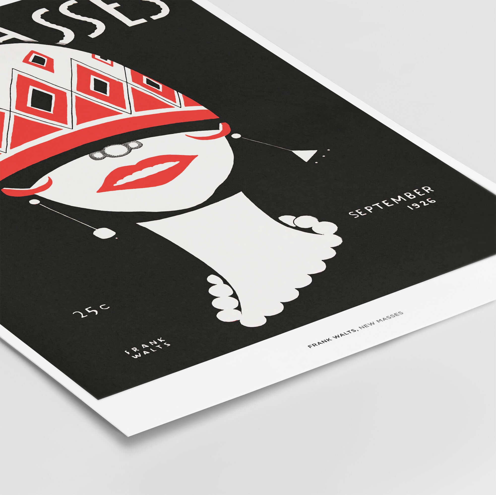 New Masses Frank Walts Art Deco Magazine Cover Poster Wall Art Print featuring a bold graphic design from September 1926.