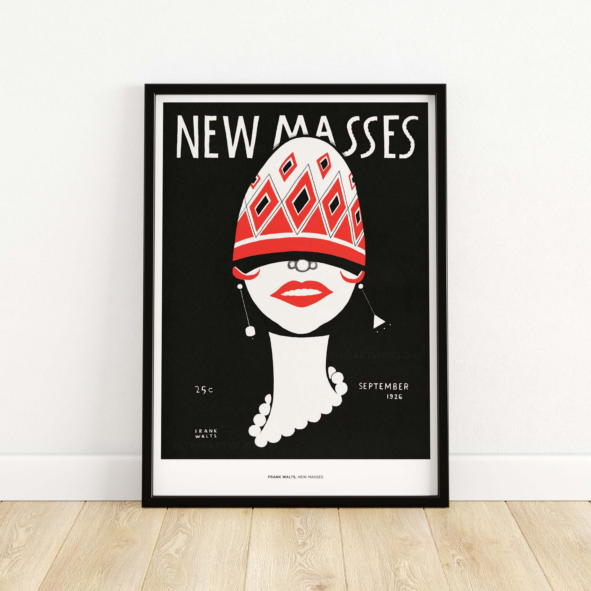 New Masses Frank Walts Art Deco Magazine Cover Poster Wall Art Print featuring a stylish face design.