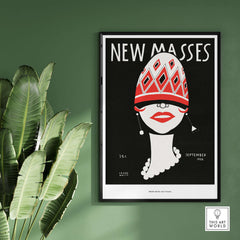New Masses Frank Walts Art Deco Magazine Cover Poster Wall Art Print showcasing bold graphic style and vintage aesthetics.