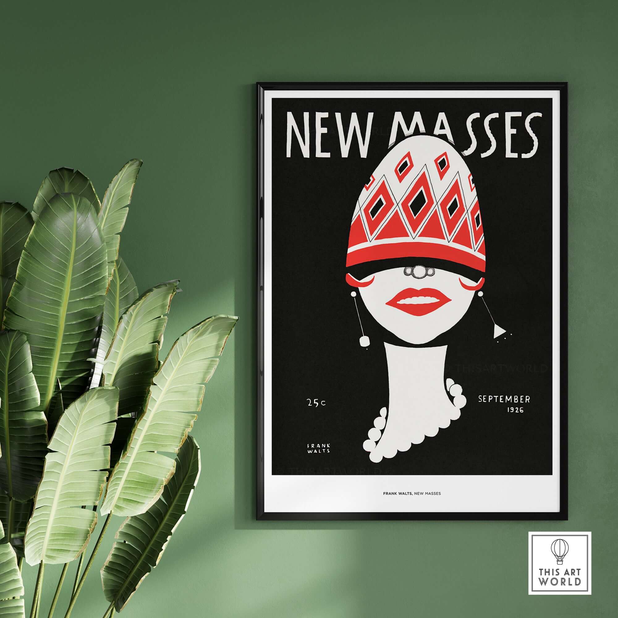 New Masses Frank Walts Art Deco Magazine Cover Poster Wall Art Print showcasing bold graphic style and vintage aesthetics.