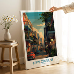 New Orleans Canvas Print | Louisiana Poster showcasing a vibrant street scene in New Orleans, Louisiana.