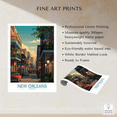 New Orleans Canvas Print | Louisiana Poster showcasing vibrant street scene and fine art print details.