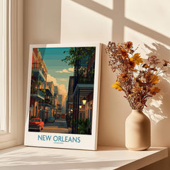 New Orleans Canvas Print | Louisiana Poster featuring a vibrant street scene in the heart of Louisiana.