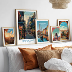 New Orleans Poster | Iconic Louisiana Cityscape Canvas Print displayed in a stylish interior setting.