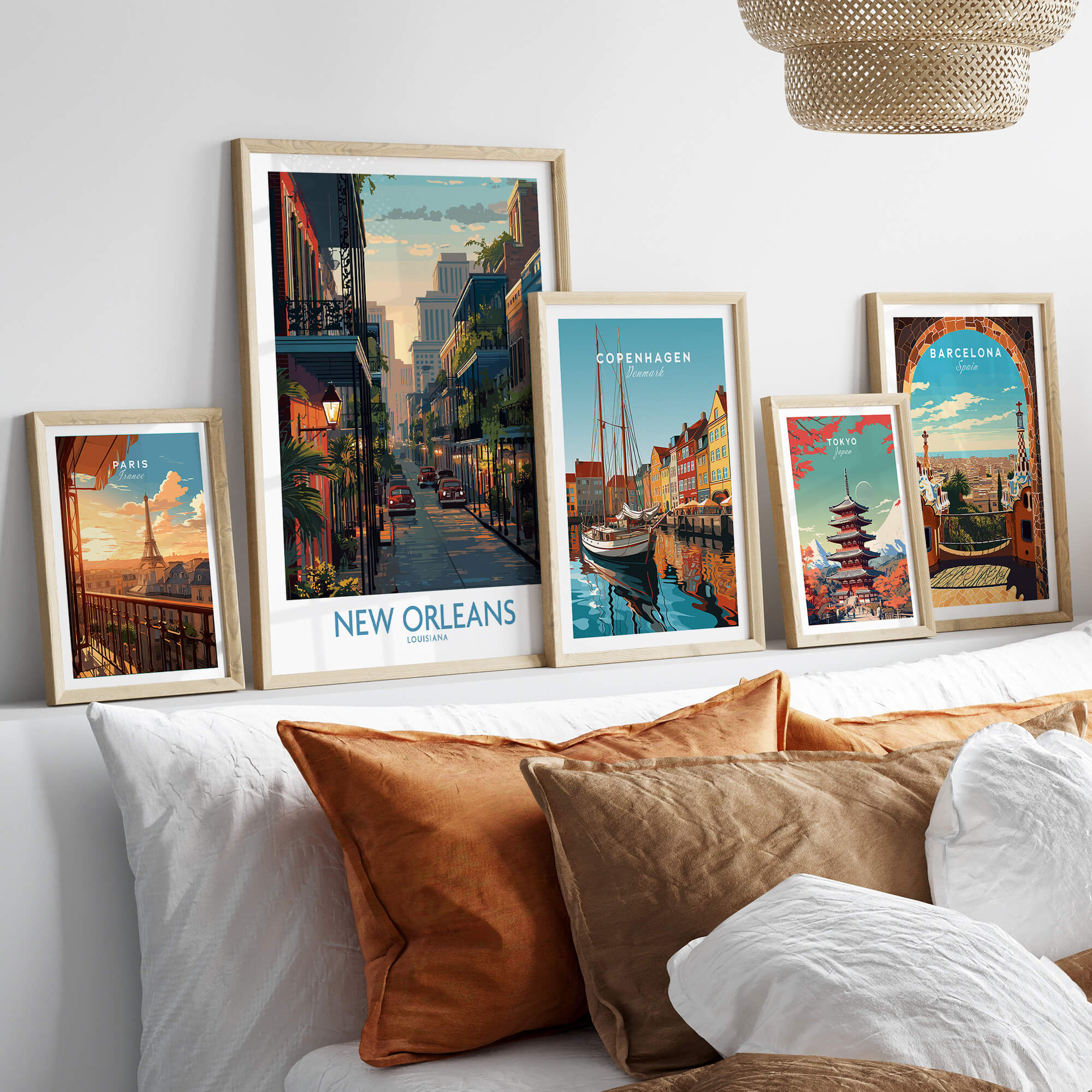 New Orleans Poster | Iconic Louisiana Cityscape Canvas Print displayed in a stylish interior setting.