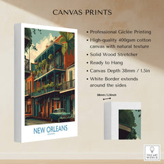 New Orleans Poster | Colorful Architecture Canvas Print showcasing vibrant colors and detailed design.