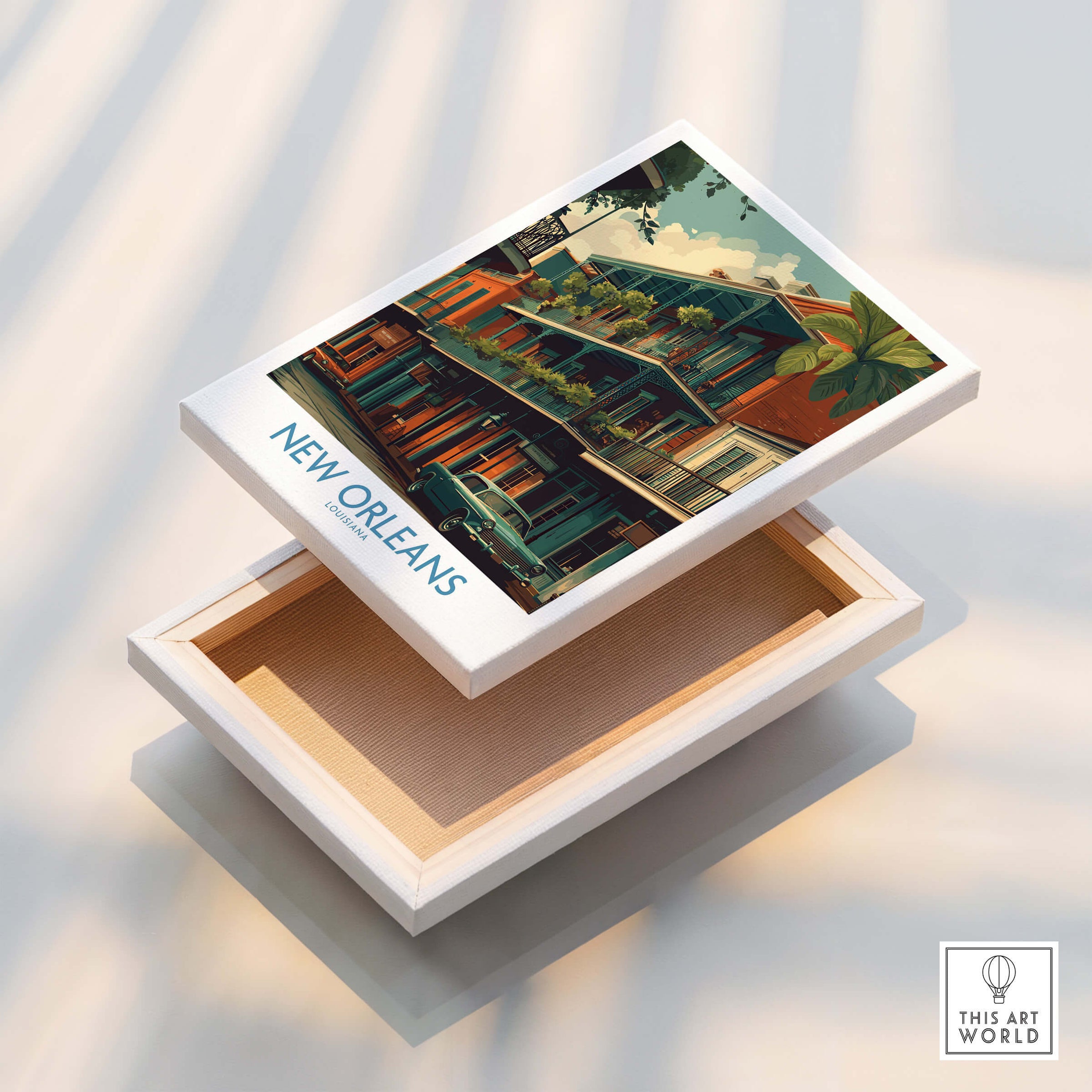 New Orleans Poster | Colorful Architecture Canvas Print featuring vibrant architecture and decorative details.