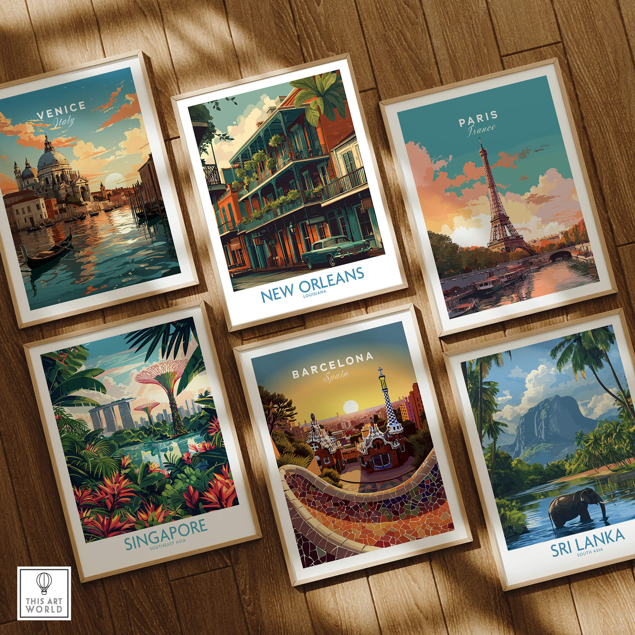 New Orleans Poster | Colorful Architecture Canvas Print among other travel art prints including Venice, Paris, Singapore, Barcelona, and Sri Lanka.