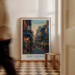New Orleans Poster | Iconic Louisiana Cityscape Canvas Print displayed in a stylish interior setting.