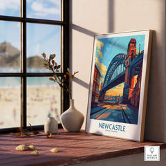 Newcastle Art Print featuring the iconic Tyne Bridge, perfect for art lovers and travelers.