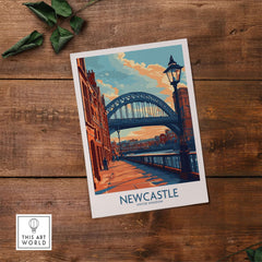 Newcastle Poster featuring the iconic Tyne Bridge, showcasing the beauty of Newcastle, United Kingdom.