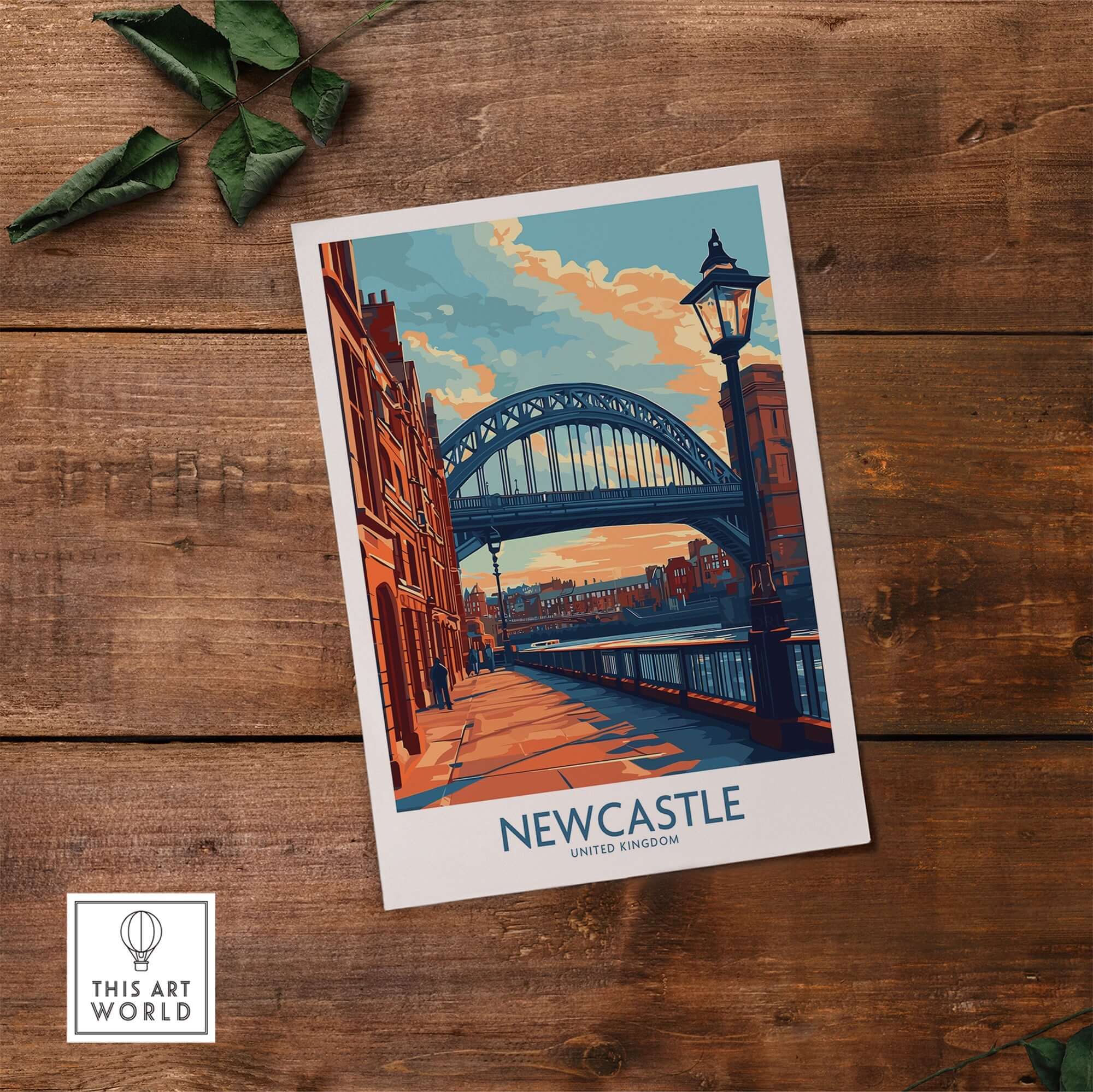 Newcastle Poster featuring the iconic Tyne Bridge, showcasing the beauty of Newcastle, United Kingdom.