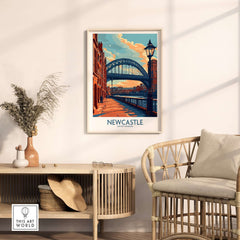Newcastle Poster featuring the Tyne Bridge, a stunning print for home or office decor. Celebrate Newcastle's beauty!