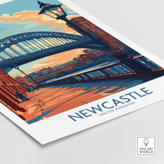 Newcastle Poster featuring the iconic Tyne Bridge, showcasing the beauty of Newcastle, United Kingdom.