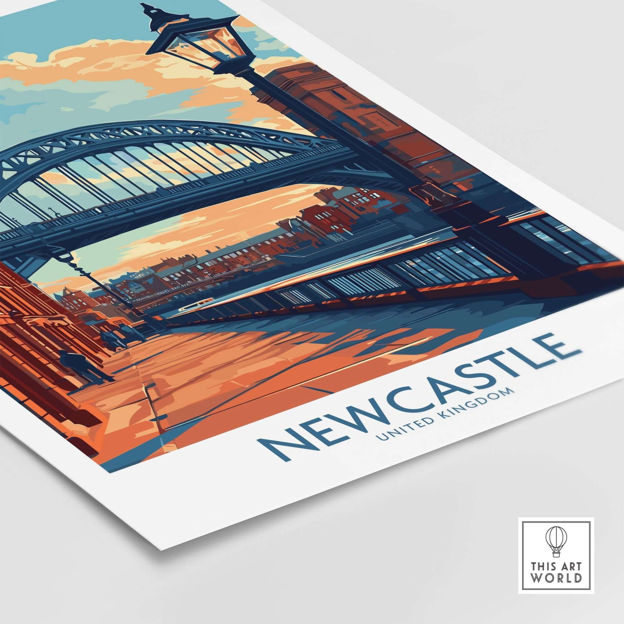 Newcastle Poster featuring the iconic Tyne Bridge, showcasing the beauty of Newcastle, United Kingdom.