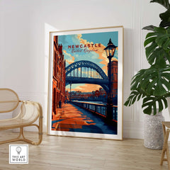 Newcastle Print featuring the iconic Tyne Bridge in a stylish interior setting.
