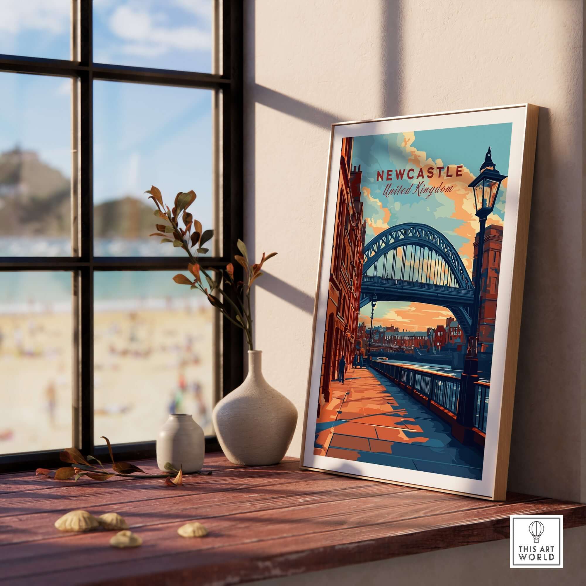 Newcastle Print showcasing the iconic Tyne Bridge in a stylish home setting.