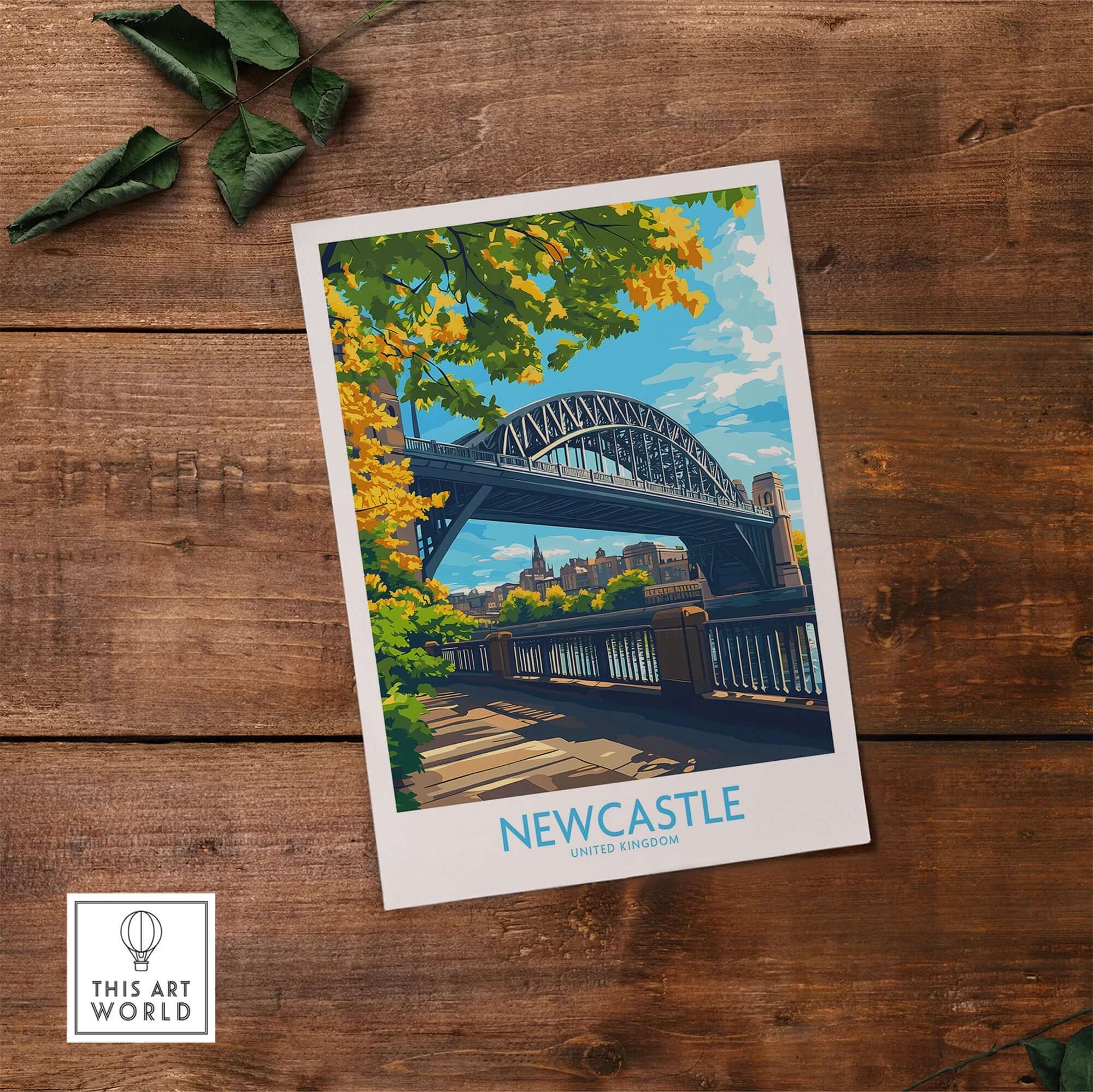 Newcastle upon Tyne Travel Poster featuring the iconic bridge and vibrant scenery.