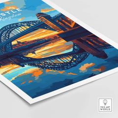 Newcastle Wall Art featuring the iconic Tyne Bridge against a vibrant sunset backdrop.