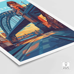 Newcastle Wall Art Poster featuring the iconic Tyne Bridge, a stunning depiction ideal for home or office decor.