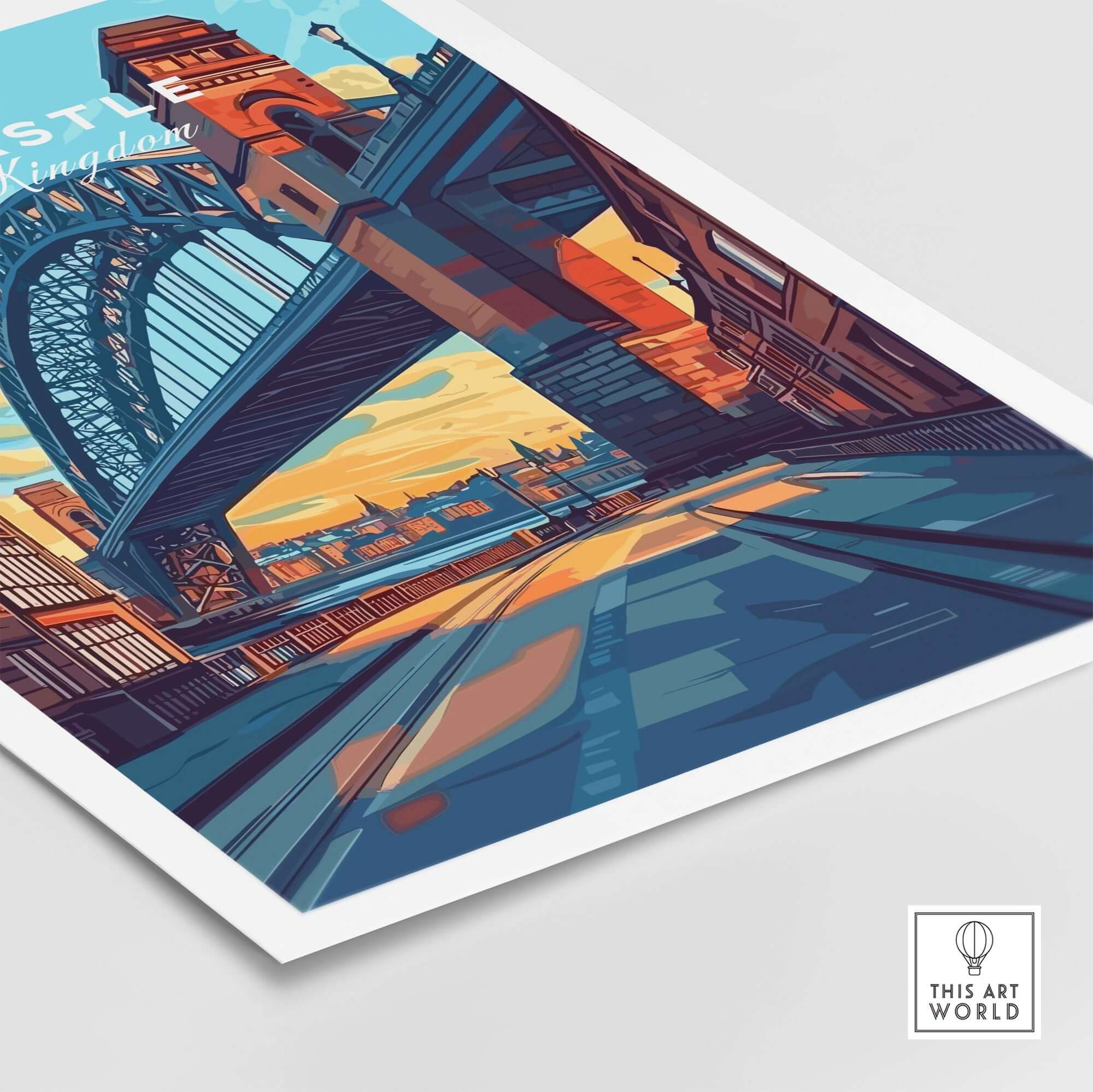 Newcastle Wall Art Poster featuring the iconic Tyne Bridge, a stunning depiction ideal for home or office decor.