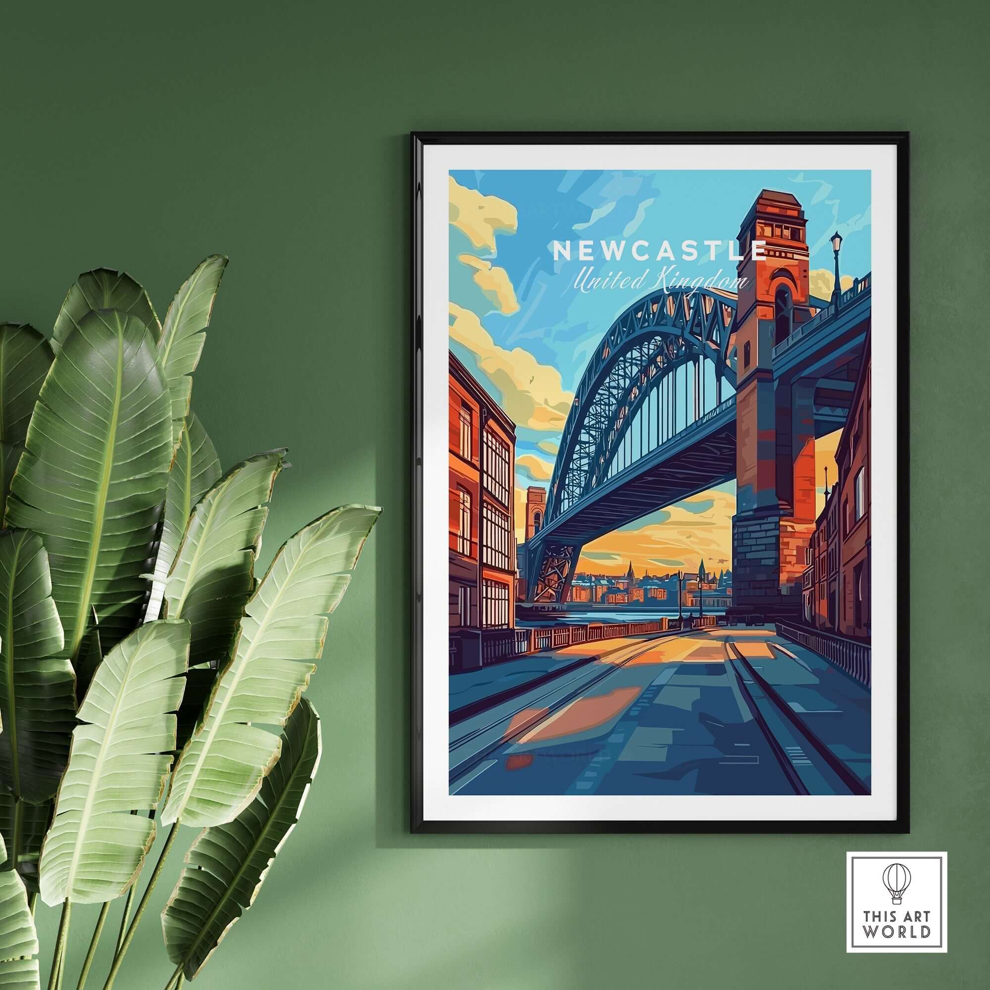Newcastle Wall Art Poster featuring the iconic Tyne Bridge for home or office decor.