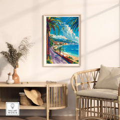 Nice Print - France poster showcasing the stunning French Riviera scenery in a stylish interior setting.