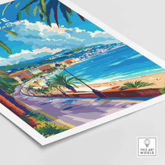 Nice Print - France vibrant travel poster featuring the beautiful French Riviera coastline.