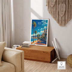 Nice Travel Print - France showcasing the Promenade des Anglais in a vibrant living space.