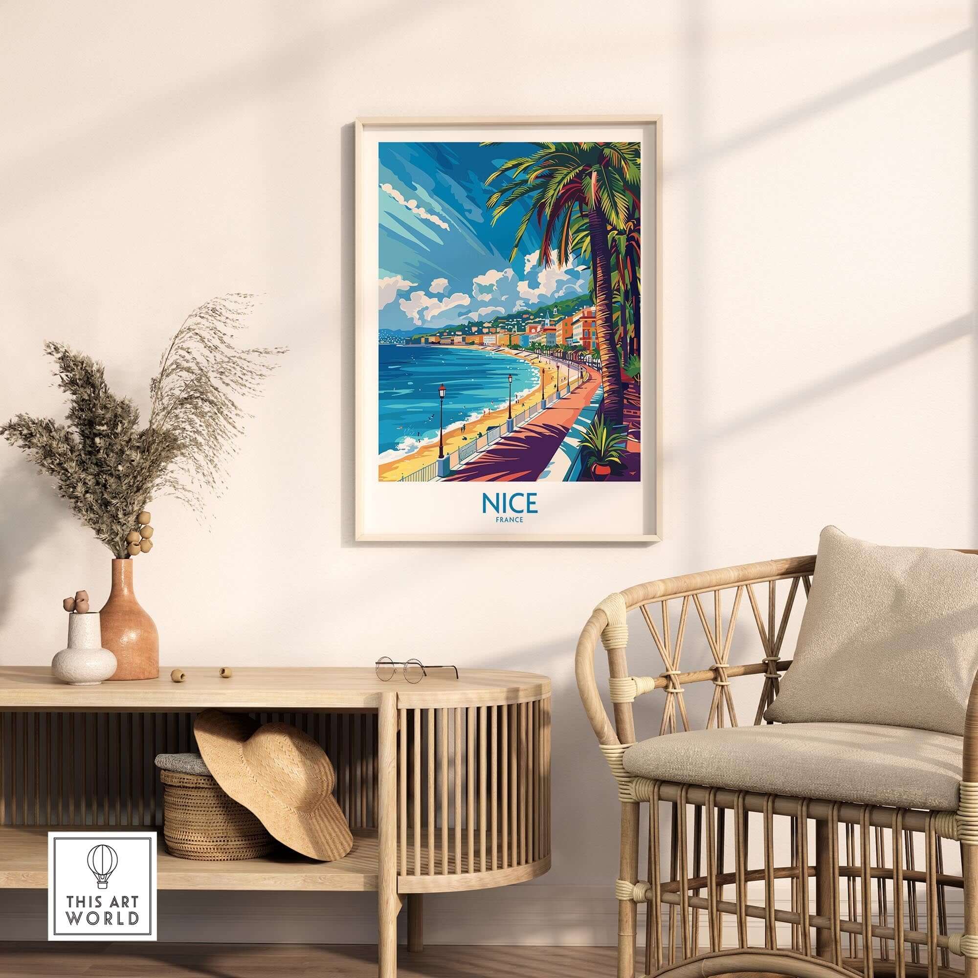 Nice Wall Art Poster - France showcasing vibrant scenery of Nice, perfect for home decor and travel enthusiasts.