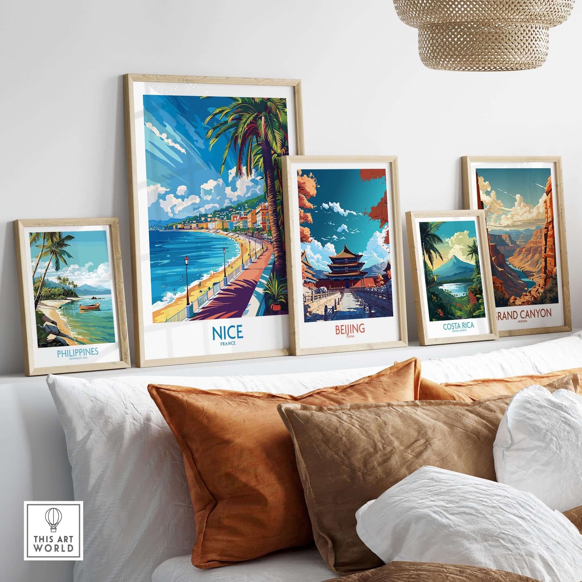 Nice Wall Art Poster - France collection featuring travel prints from various destinations including Nice.