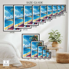 Nice Wall Art Print - France size guide displayed with various dimensions and framed examples.