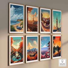 Norfolk Coast Art Print featuring a vibrant beach scene, part of a collection of travel-themed art prints.