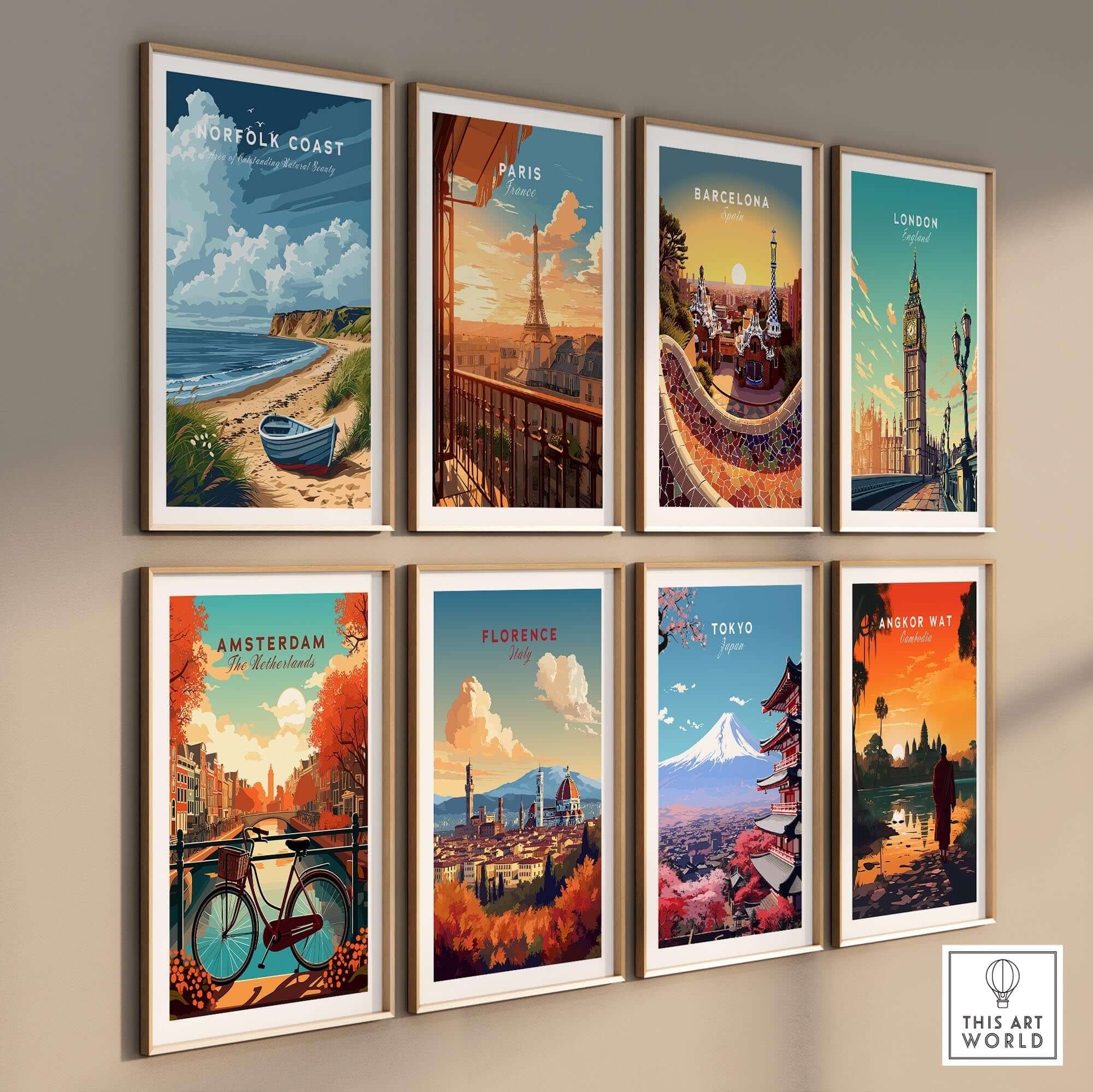 Norfolk Coast Art Print featuring a vibrant beach scene, part of a collection of travel-themed art prints.