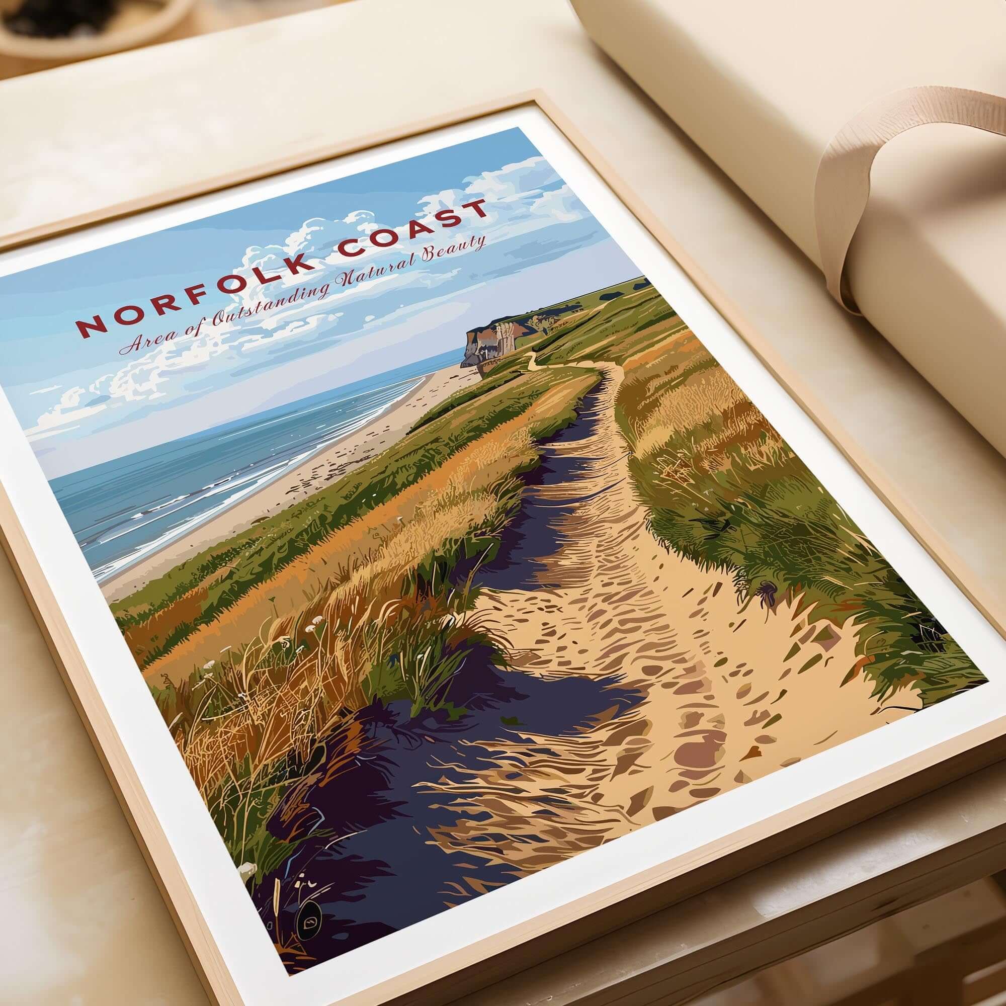 Norfolk Coast Poster featuring stunning coastal landscapes and breathtaking views of the Norfolk coast.