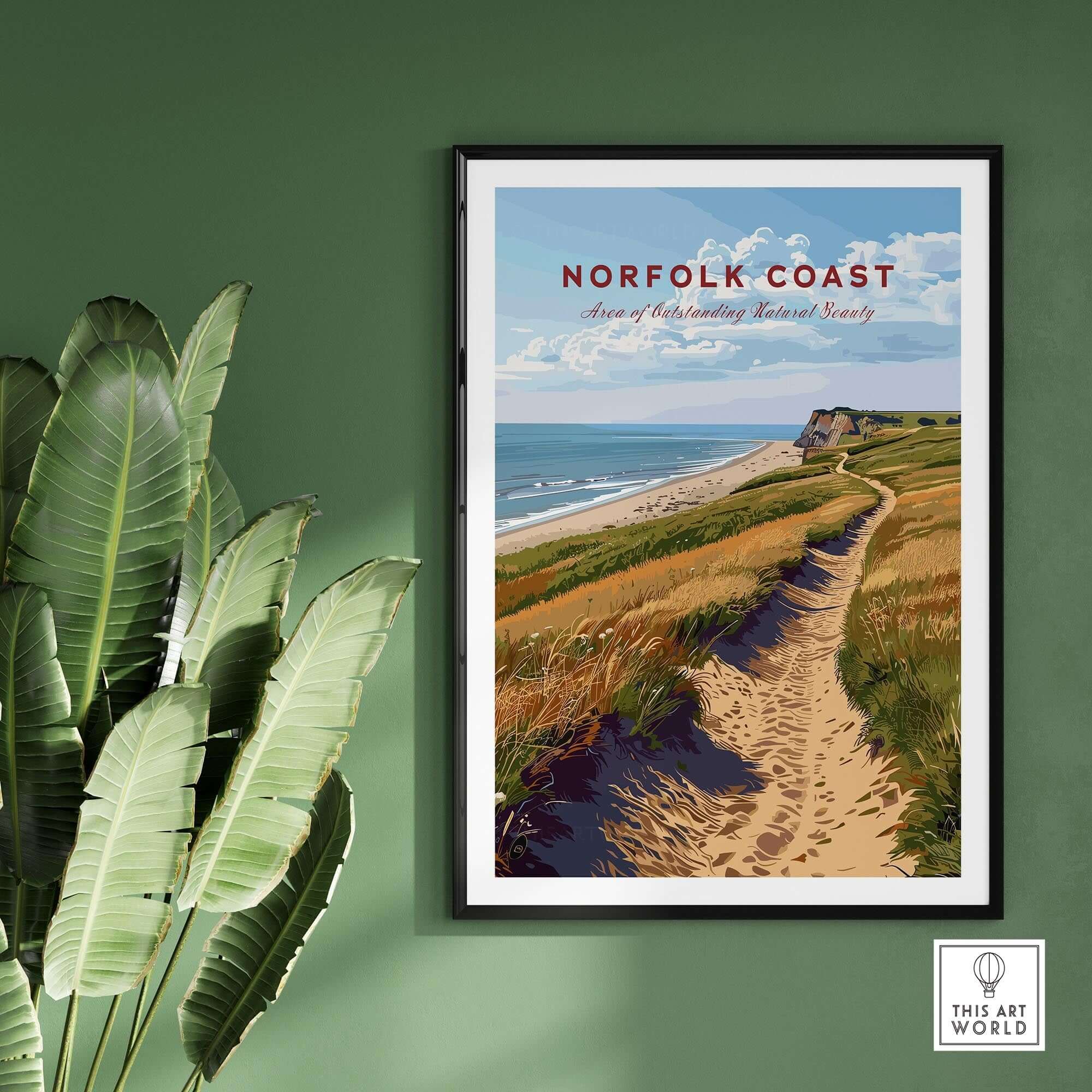 Norfolk Coast Poster showcasing stunning landscapes of the Norfolk coast and its natural beauty.