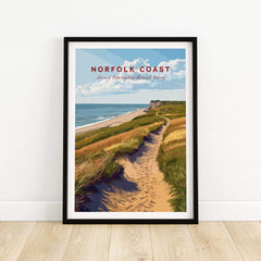Norfolk Coast Travel Poster showcasing scenic coastal views and beautiful landscapes in a stylish frame.