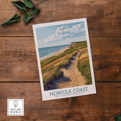 Norfolk Coast Travel Print showcasing coastal landscape and natural beauty of Norfolk's stunning coastline.