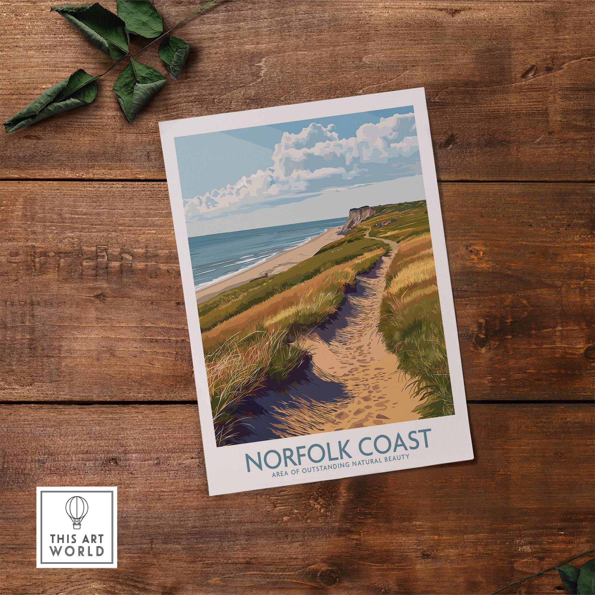 Norfolk Coast Travel Print showcasing coastal landscape and natural beauty of Norfolk's stunning coastline.