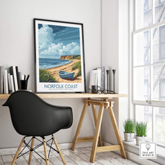 Norfolk Coast Wall Art in a modern interior setting featuring a serene coastal scene.