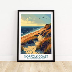 Norfolk Coast Wall Art Print featuring serene coastal landscape and vibrant colors showcasing England's natural beauty.