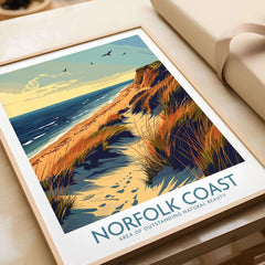 Norfolk Coast Wall Art Print showcasing serene coastal landscapes and nature's beauty in vibrant colors.