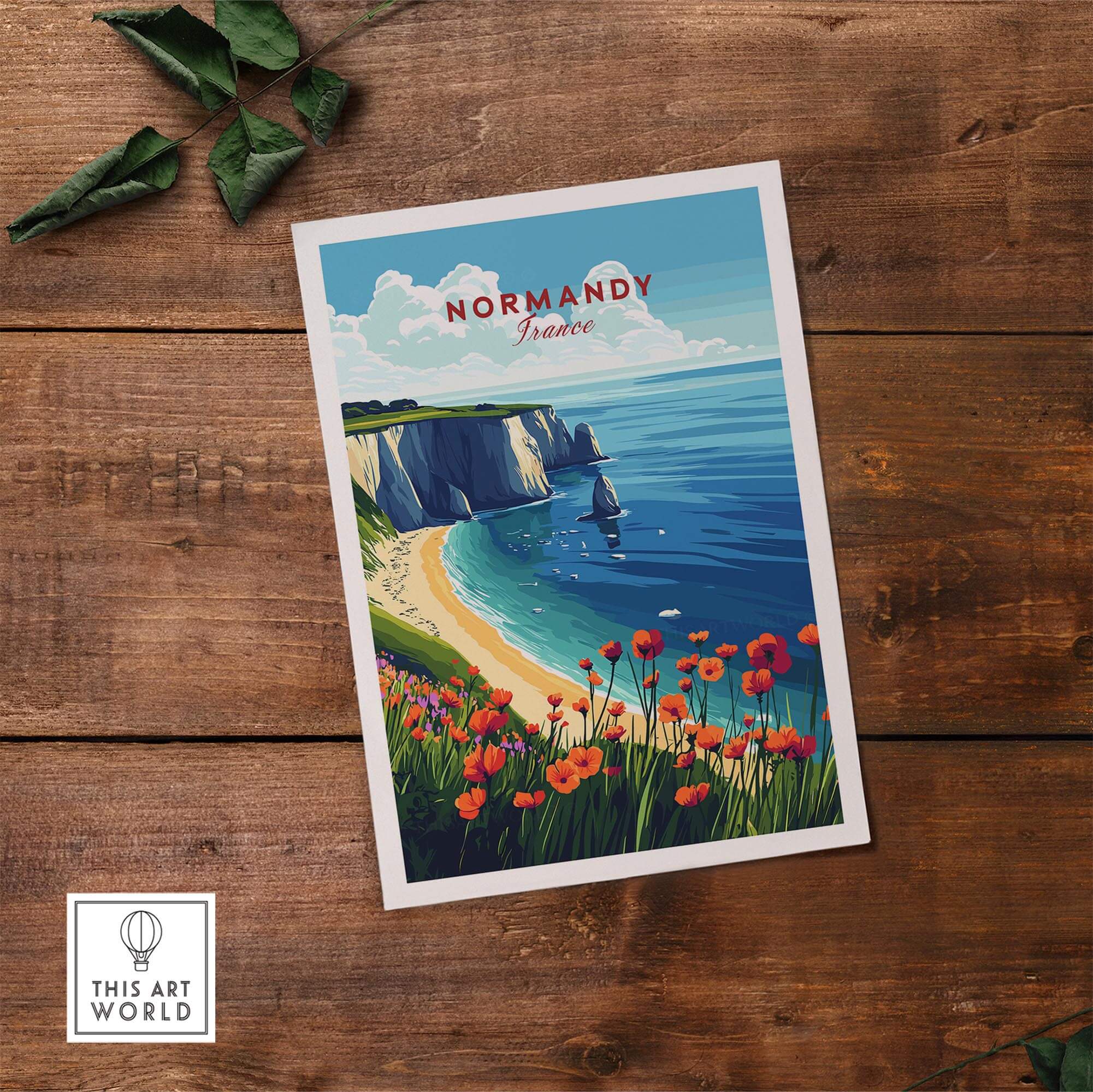 Normandy Print France showcasing the stunning coastline and vibrant flowers of Normandy, perfect wall art.