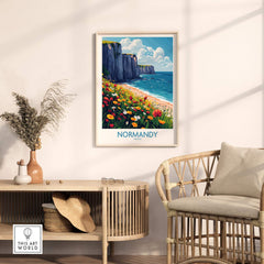 Normandy Wall Art Poster showcasing a coastal landscape, adding elegance to home decor.