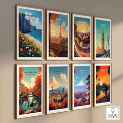 Normandy Wall Art Print and travel posters of Paris, Barcelona, London, Amsterdam, Florence, Tokyo, and Angkor Wat.